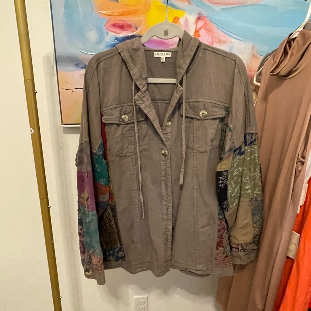 EARTHBOUND Gray Utility Jacket with Multicolor Sl… - image 8